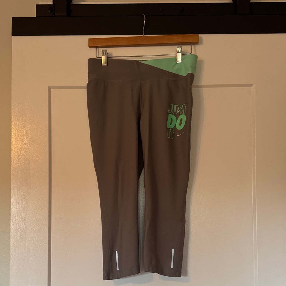 Nike Gray and Mint Green Cropped Leggings